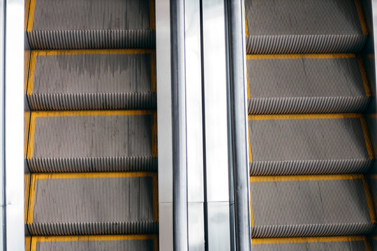 Steps on a escalator close up