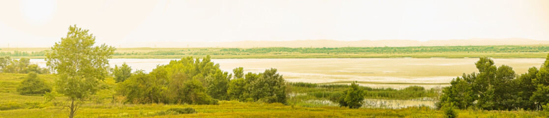 Fototapeta na wymiar A beautiful reservoir in the Krasnodar Territory