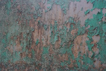 colored texture from old dirty shabby brown green iron wall