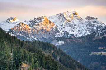 Alpine Mountains in a snow