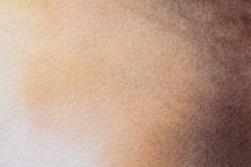 Abstract art background white and brown colors. Watercolor painting on canvas with soft beige gradient.