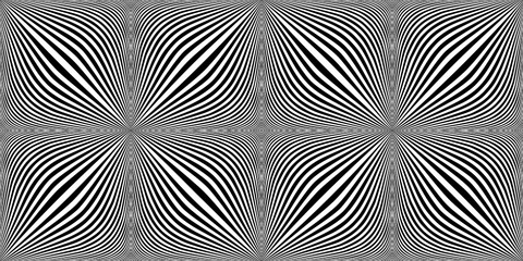 Optical expansion illusion. Motion illusion - swell.  Halftone bloat effect optical illusion. Monochrome motion illusions. Checkered seamless pattern with optical illusion of spherical volume, black a