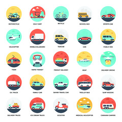 Creative Flat Icons of Transportation