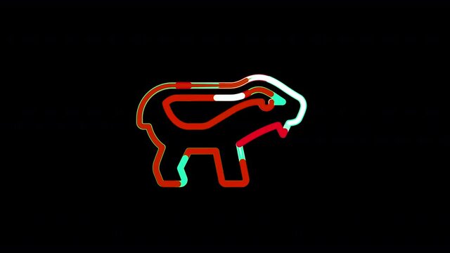 Circles gather in symbol badger honey. After it crumbles in a line and moves to the camera. Alpha channel black