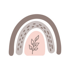 Vector adorable rainbow clipart in trendy Scandinavian style. Funny, cute, hygge illustration for poster, textile, decoration kids playroom or greeting card. Hand drawn print.