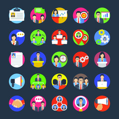 Team Management Flat Vector Icons 
