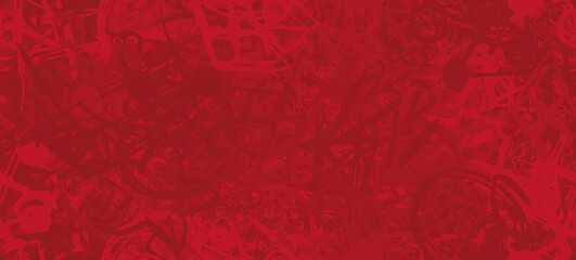 Grunge red. Abstract seamless background. The texture is repetitive. Template for printing on fabric, paper, wrapper. A chaotic backdrop of graffiti