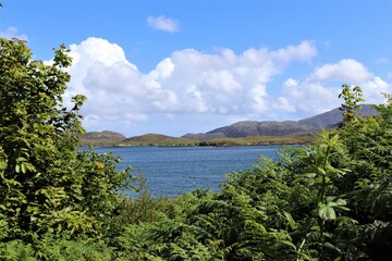 Fototapeta na wymiar lake and mountains, south uist, outer hebrides, scotland