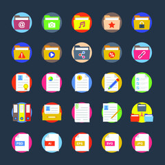 Flat Icon Set of Files and Folders 