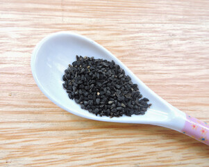 Spice - Nigella seeds. Scientific name - Nigella sativa. Nigella seeds are used as a spice in Indian and Middle Eastern cuisines, and also in Polish cuisine.They have a pungent, bitter taste and smell