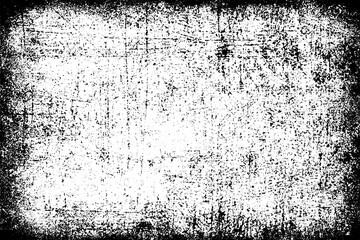 Grunge background black and white. Texture of chips, cracks, scratches, scuffs, dust, dirt. Dark monochrome surface. Old vintage vector pattern.