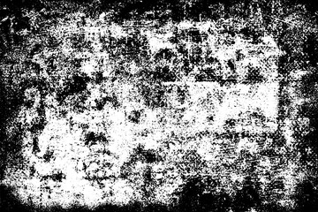 Grunge background black and white. Texture of chips, cracks, scratches, scuffs, dust, dirt. Dark monochrome surface. Old vintage vector pattern.