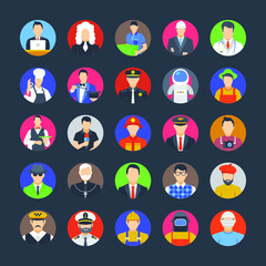 Flat Icon Set of Avatars 