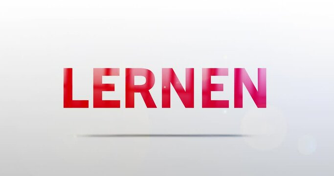 Lernen. Partikel Logo. Text Animation. Rotes Logo auf Hintergrund wei&szlig;/grau. Drehung. Hochwertiges 4k Video
