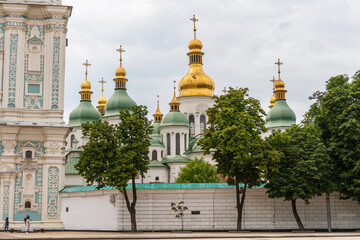 Fototapeta na wymiar Kyiv (Kiev), Ukraine - July 26, 2020: A famous landmark Saint Sophia's Cathedral