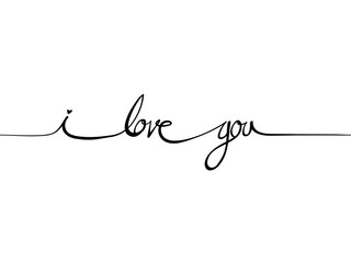 childish hand drawn calligraphic quote 'I love you' continuous line art for background, wallpaper, banner, label, texture etc to show feeling in romantic day. vector design