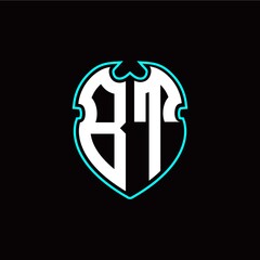 B T Initial logo design with a shield shape