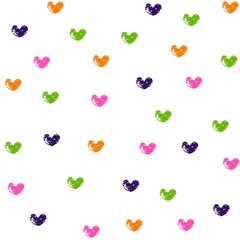 colorful grunge heart symbols on white background seamless pattern, wallpaper, banner, label, texture, vector design