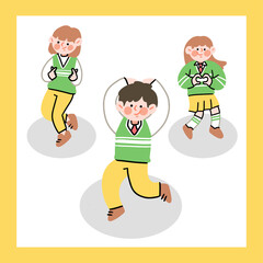 Cute Funny High School Student Dancing to Kpop Doodle Draw Illustration