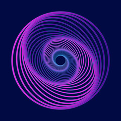 Vector colored spiral. Shades of purple in shape on a dark background.Colorful Vector illustration