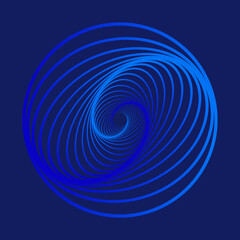Vector colored spiral. Shades of blue in shape on a dark background. Colorful Vector illustration