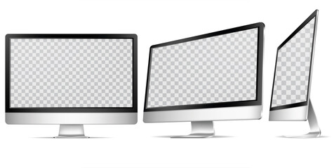 Realistic Detailed 3d Computer Display Set. Vector