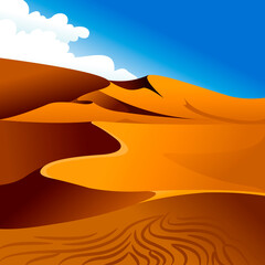 Cartoon Color Desert Landscape Scene Concept. Vector