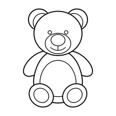 Teddy bear icon. Outline vector illustration isolated on white background. Coloring book page for children.