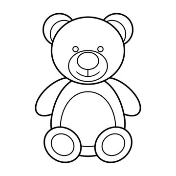 Teddy bear icon. Outline vector illustration isolated on white background. Coloring book page for children.