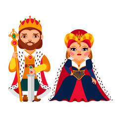 Cartoon Color Characters People Royal Family Concept. Vector