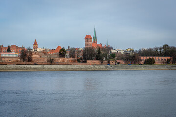 Historic part of Torun city on the bank of River Vistula in Poland