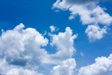 White cloud on blue sky abstract background with sunlight. Concept for freedom, environment,space for text and quote.