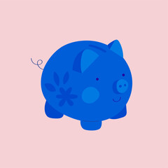Piggy bank. The most trending colors. Modern style illustration.