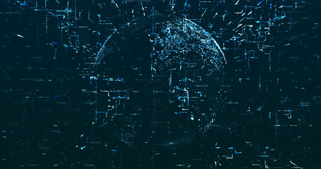 Abstract digital network data background, 3D rendering illustration