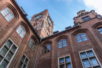 Fototapeta na wymiar View from courtyard of Old Town City Hall on the main square of historic part of Torun city in north central Poland