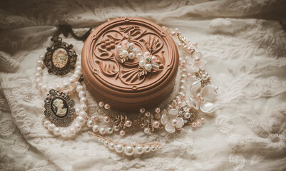  Vintage clos up bijouterie and fancy accessorize. Pretty fashionable details