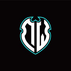 D W Initial logo design with a shield shape