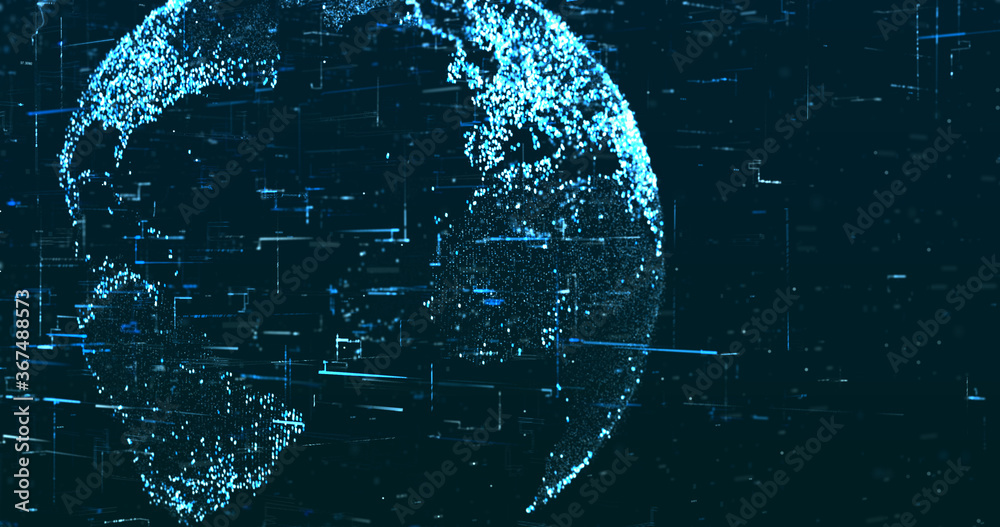 Wall mural abstract digital network data background, 3d rendering illustration