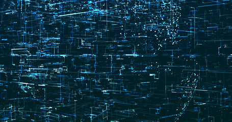 Abstract digital network data background, 3D rendering illustration