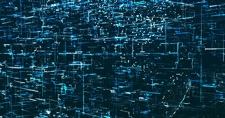Abstract digital network data background, 3D rendering illustration