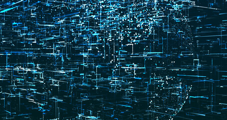 Abstract digital network data background, 3D rendering illustration