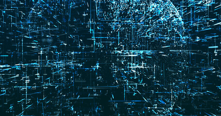 Abstract digital network data background, 3D rendering illustration