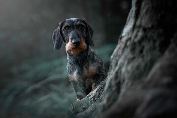 Dachshund in the forest