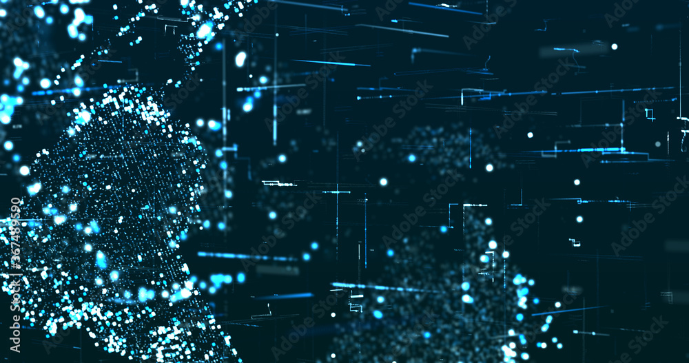 Wall mural abstract digital network data background, 3d rendering illustration