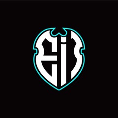 E I Initial logo design with a shield shape