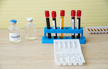 COVID-19, Corona Virus vaccine and positive patient infection sample blood testing in laboratory for diagnosis new Corona virus infection in the hospital