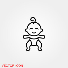 Baby changing diapers flat icon sign. vector