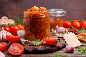 Canned cauliflower with vegetables in tomato sauce
