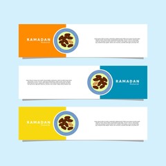 Ramadhan Kareem banner design, a plate that contains dates for breaking the fast or iftar. vector illustration of a date. Ramadan mubarak