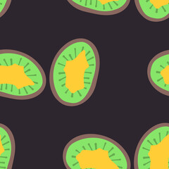 Exotic fruit pattern. Vector seamless background made in funny doodle style. Clipart food elements. Hand painted elements.